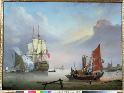 Nave da guerra britannica al largo della costa da George Webster